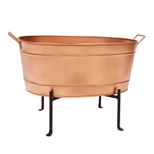 Achla C-81C-S1 Oval Copper Tub With Folding Stand