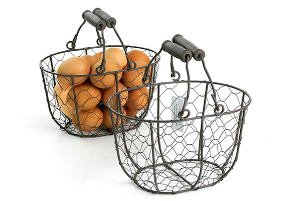 Antique Brown Chicken Wire Basket