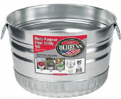 1 Bushel Basket Galvanized Round Wash Tub 