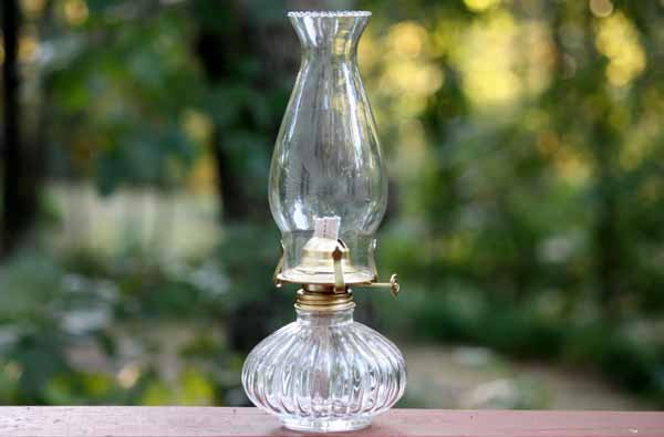 Antique glass oil lamp large size