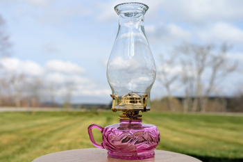 Pink Glass Oil Lamp