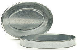 Galvanized Metal Oval Low Bowl