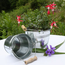 Galvanized Buckets With Wood Handle