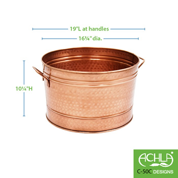 Achla C-50C Round Hammered Copper Plated Tub