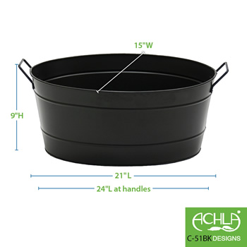 Achla C-51BK Black Oval Tub