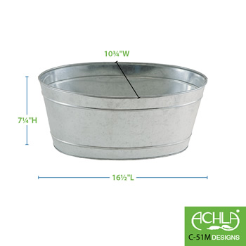 Achla C-51M Small Oval Galvanized Tub