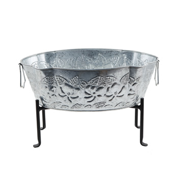 Achla C-52-S1 Embossed Oval Tub With Folding Stand