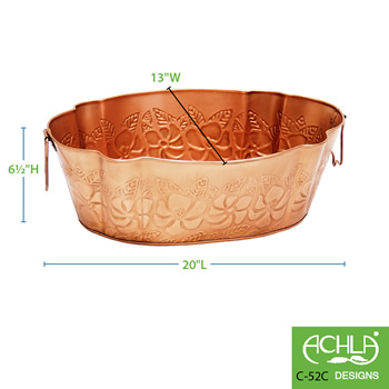 Achla C-52C Oval Embossed Copper Plated Tub