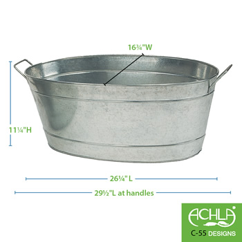 Achla C-55 Large Oval Galvanized Tub