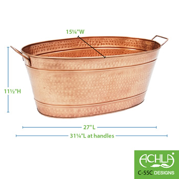 Achla C-55C Oval Hammered Copper Plated Tub
