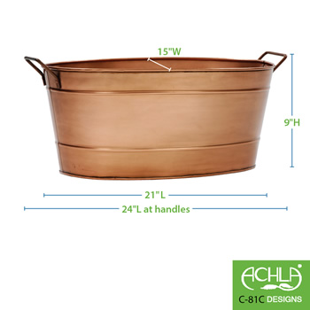 Achla C-81C Oval Copper Plated Galvanized Tub