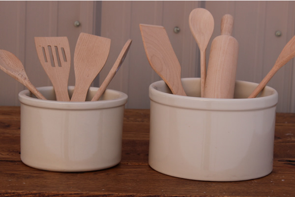 Short Stoneware Utensil Crocks