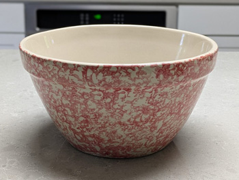 Ohio Stoneware poppy red spongeware mixing bowl, 10 inch