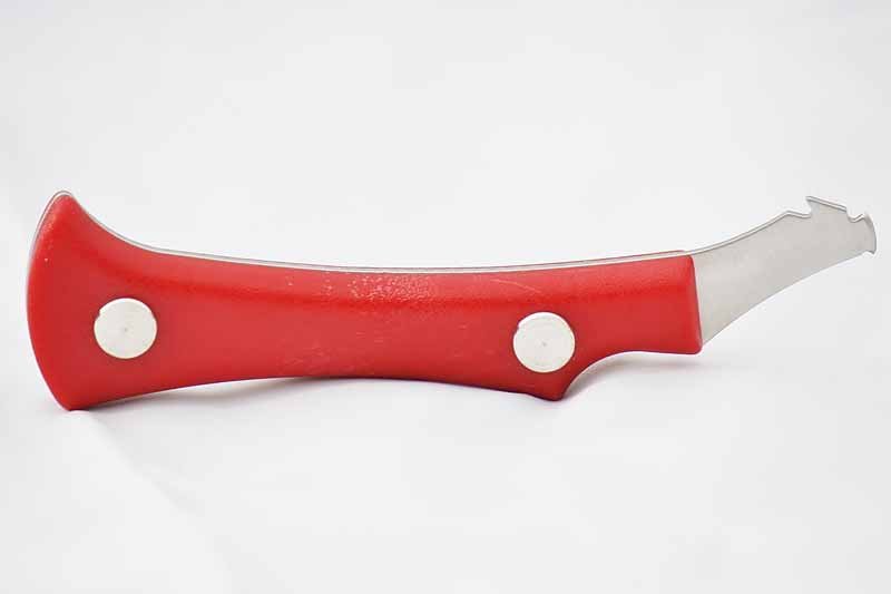 Pecan Peeler nut pick tool with red handle and stainless hook