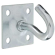 Outdoor clothesline hook 140lb rated — zinc-plated steel plate mount four holes 1/4 inch mounting hole diameter