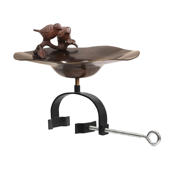 Achla BB-02AB-OR2 Antique Birds Birdbath With Over Railing Bracket