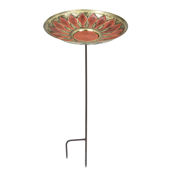 Achla BB-09R-S Red African Daisy Birdbath With Stake