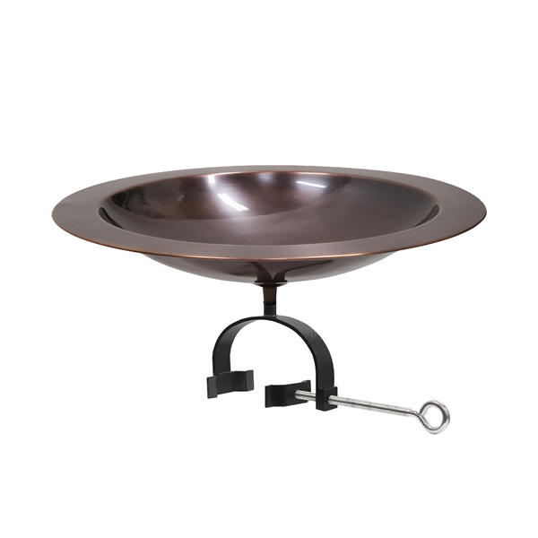 Achla BB-12T-OR2 18 Inch Classic Copper Birdbath With Over Rail Bracket