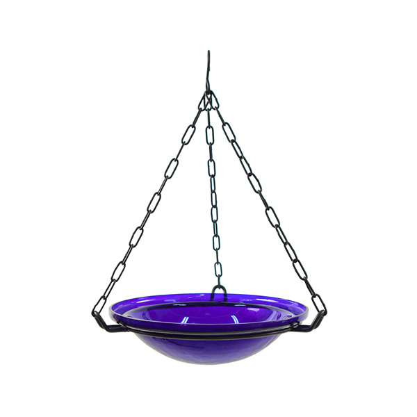 Achla BBH-02CB Cobalt Blue 12 Inch Crackle Glass Hanging Birdbath