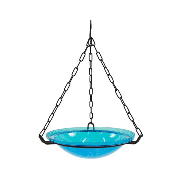 Achla BBH-02T Teal 12 Inch Crackle Glass Hanging Birdbath