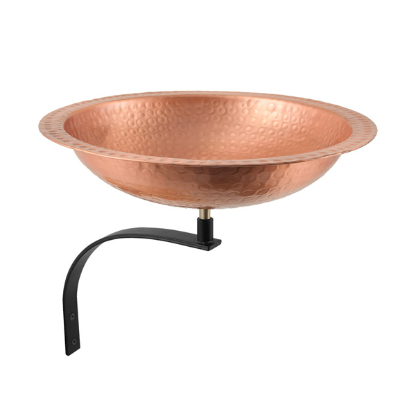 Achla BBHC-02T-WM Hammered Solid Copper Birdbath With Wall Mount Bracket