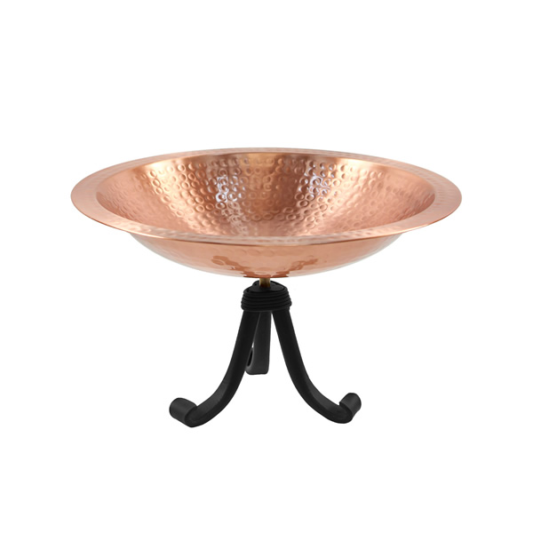 Achla BBHC-03T-TR Hammered Solid Copper Birdbath With Tripod Stand