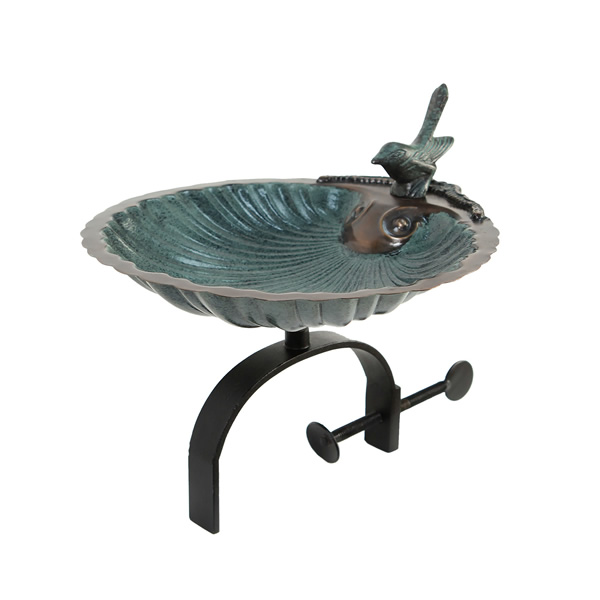 Achla BBM-01-OR Scallop Shell Birdbath With Over Rail Bracket