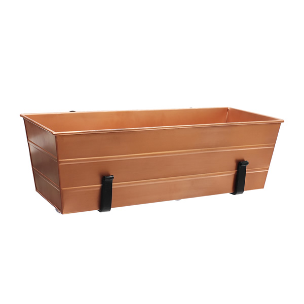 Achla C-20C-RM Medium Copper Flower Box With Clamp-On Brackets