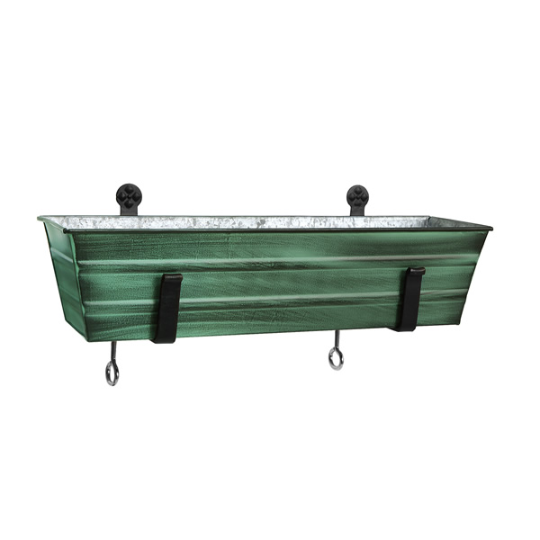 Achla C08-RM Small Green Flower Box With Clamp-On Brackets