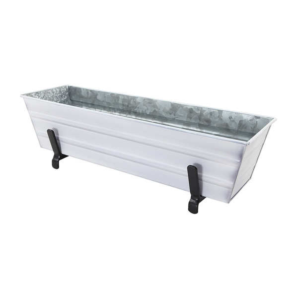 Achla C08W-K6 Small White Flower Box With Brackets for 2 x 6 Railings