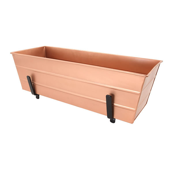 Achla C20C-K6 Medium Copper Flower Box With Brackets for 2 x 6 Railings