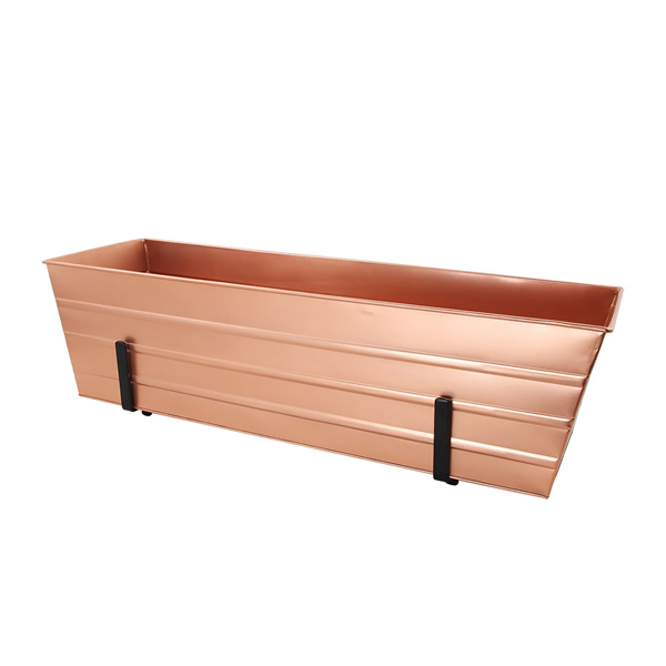 Achla C21C-K6 Large Copper Flower Box With Brackets for 2 x 6 Railings