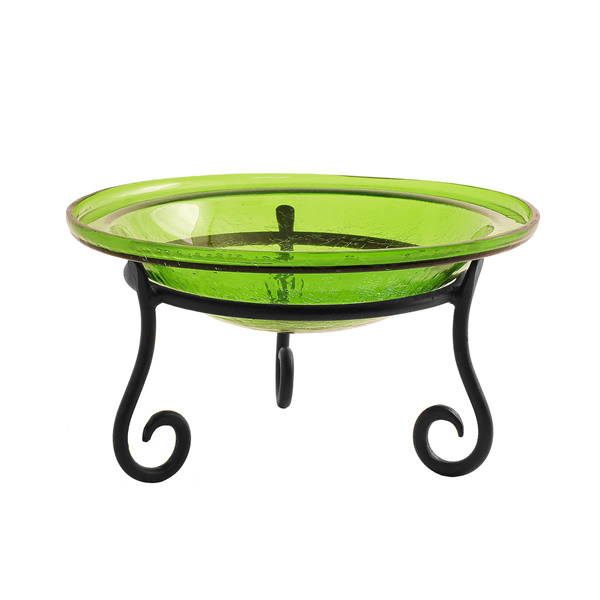 Achla CGB-05FG-S1 12 Inch Fern Green Crackle Birdbath With Short Stand