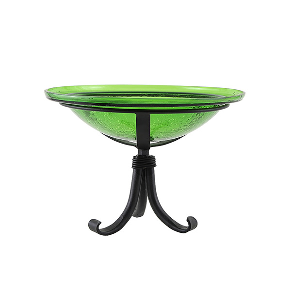 Achla CGB-05FG-TR 12 Inch Fern Green Crackle Birdbath With Tripod Stand Bracket