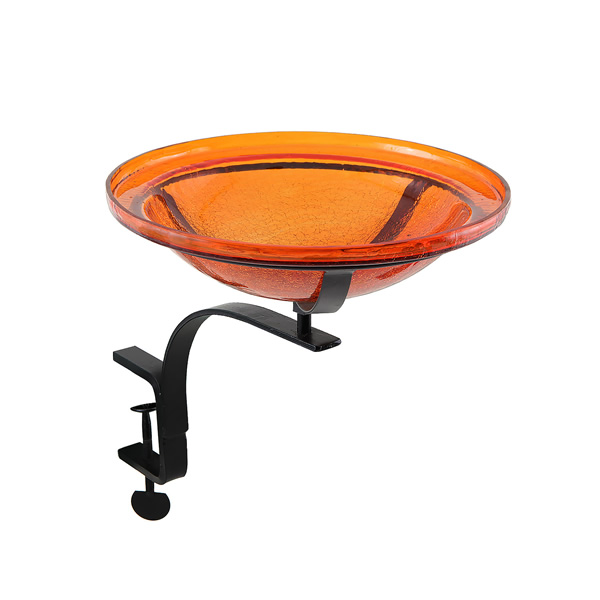 Achla CGB-06M-RM 12 Inch Mandarin Crackle Birdbath With Rail Mount Bracket