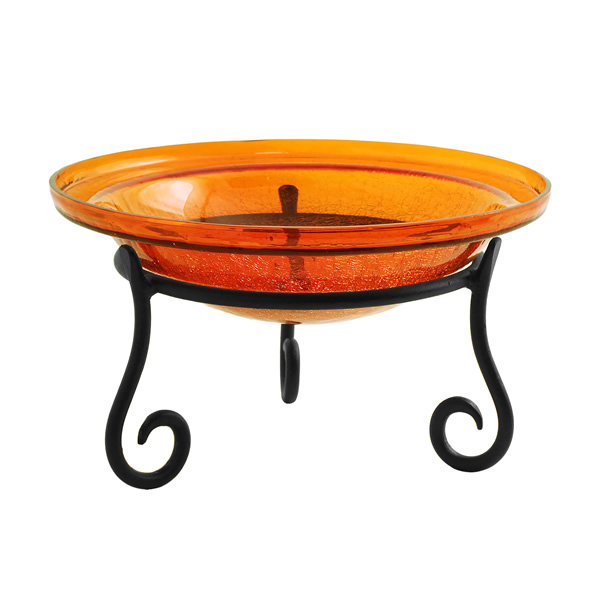 Achla CGB-06M-S1 12 Inch Mandarin Crackle Birdbath With Short Stand