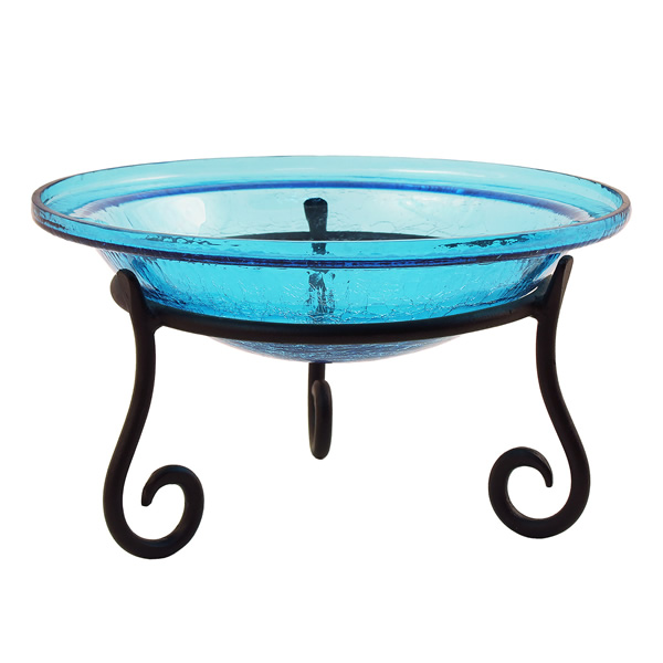 Achla CGB-07T-S1 12 Inch Teal Crackle Birdbath With Short Stand