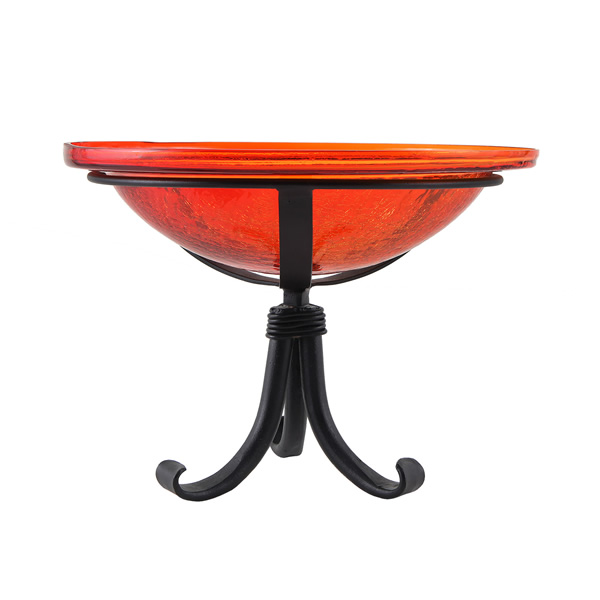 Achla CGB-09R-TR 12 Inch Red Crackle Birdbath With Tripod Stand Bracket