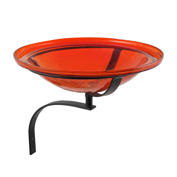 Achla CGB-09R-WM 12 Inch Red Crackle Birdbath With Wall Mount Bracket