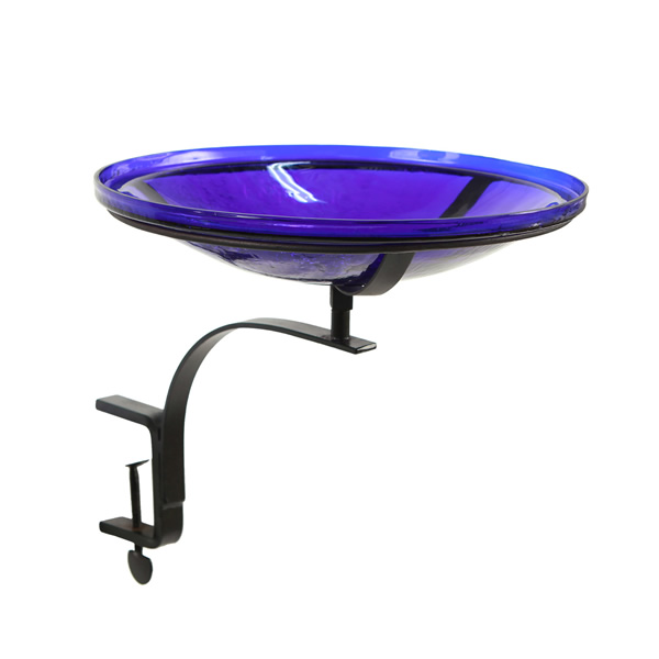 Achla CGB-14CB-RM Cobalt Blue 14 Inch Crackle Bowl With Rail Mount Bracket