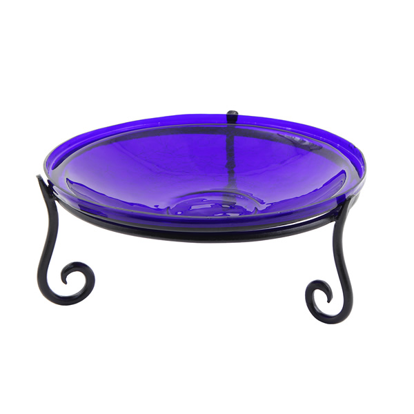 Achla CGB-14CB-S2 Cobalt Blue Crackle Birdbath With Short Stand II