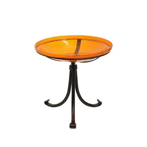 Achla CGB-14M-TR2 14 Inch Mandarin Crackle Glass Birdbath With Tripod Stand