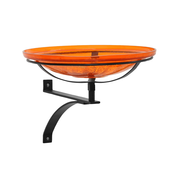 Achla CGB-14M-WM2 14 Inch Mandarin Crackle Glass Birdbath With Wall Bracket