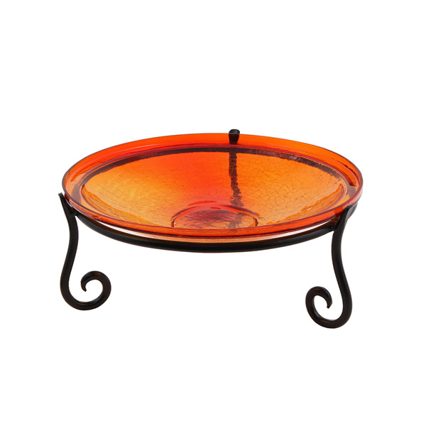 Achla CGB-14R-S2 Red Crackle Birdbath With Short Stand II