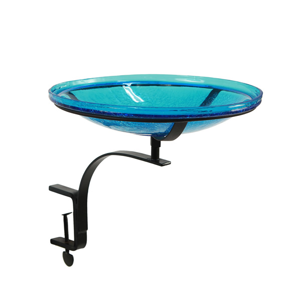 Achla CGB-14T-RM Teal 14 Inch Crackle Bowl With Rail Mount Bracket