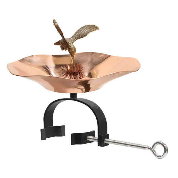 Achla HBBB-01-OR2 Hummingbird Birdbath With Over Railing Bracket