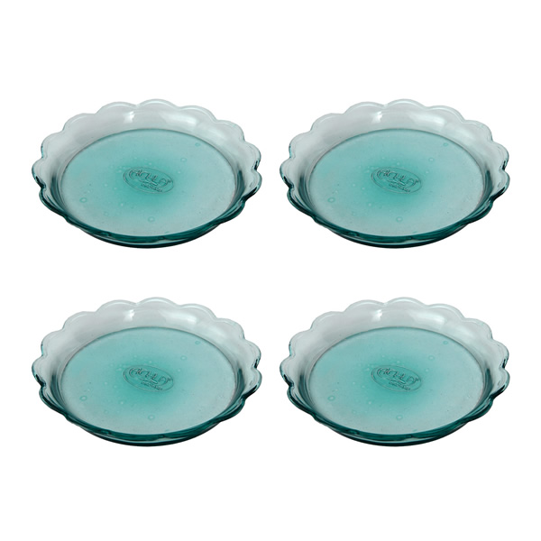 Achla TRY-07-4 Scalloped Rim Recycled Glass Tray