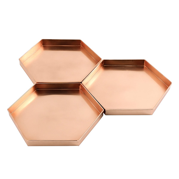 Achla TRY-H9 Hexagonal Copper Trays Set of 3