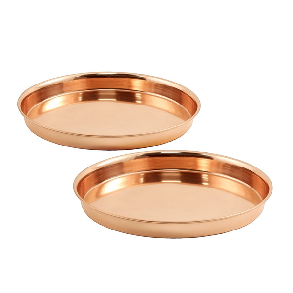 Achla TRY-R8 8 Inch Round Copper Trays Set of 2
