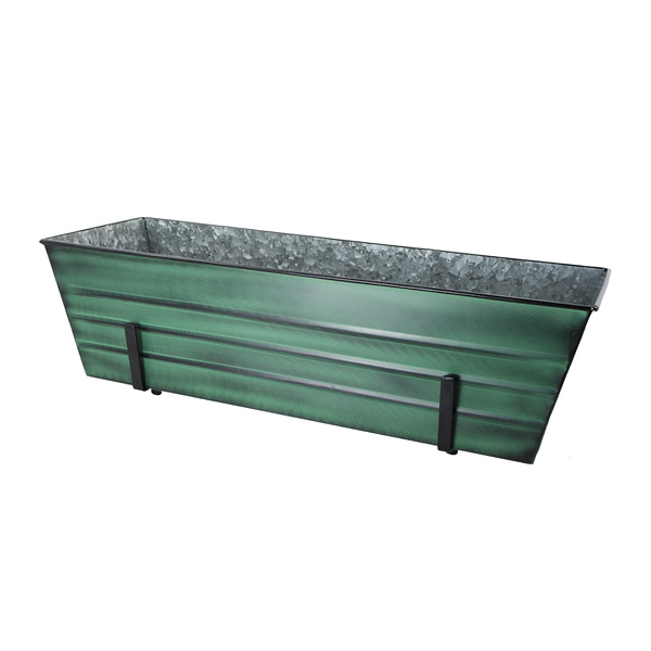 Achla VFB-06-K6 Large Green Flower Box With Brackets for 2 x 6 Railings